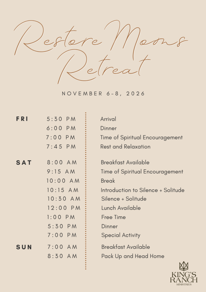 Restore Moms Retreat Official Schedule 2025